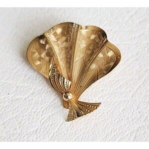 Vintage Rolyn INC Gold Filled Fan Brooch Pin 1/20 12K GF 1"
